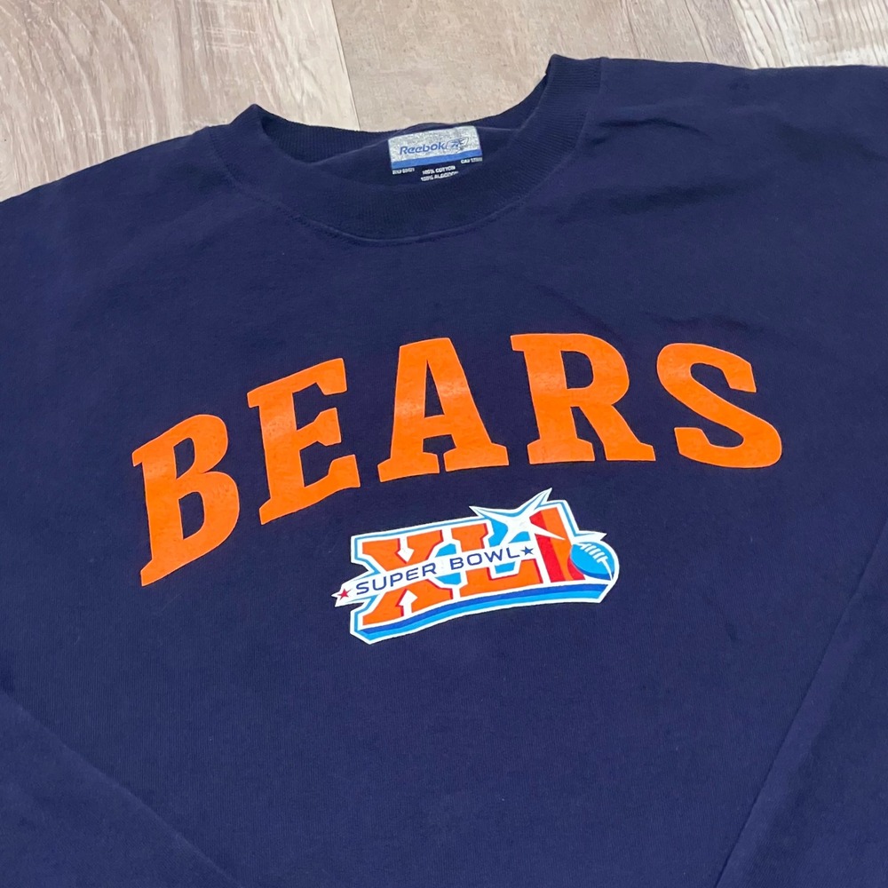 Reebok‎ Chicago Bears Super Bowl XLI 2006/2007 L/S T-Shirt Navy Blue Men's M